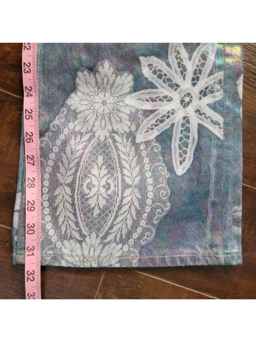 Free People Tinsley Baggy Jeans Lace Luster Iridescent Fairy Festival Womens 25 - Picture 7 of 10